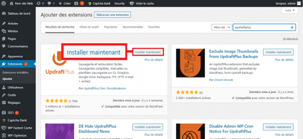 Sauvegarder WordPress