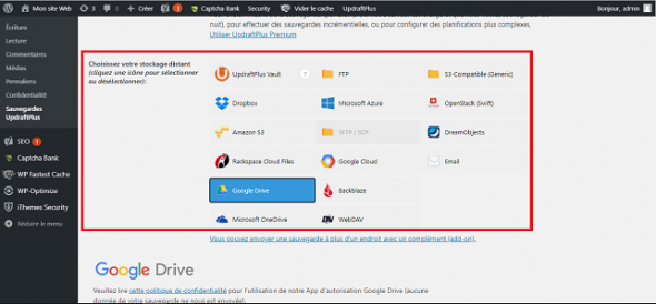 Sauvegarder WordPress