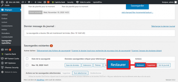 Sauvegarder WordPress