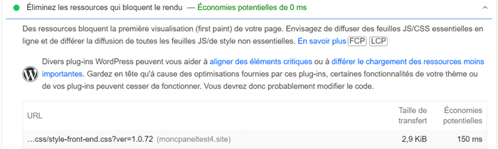 éliminer les ressources qui bloquent le rendu de la page