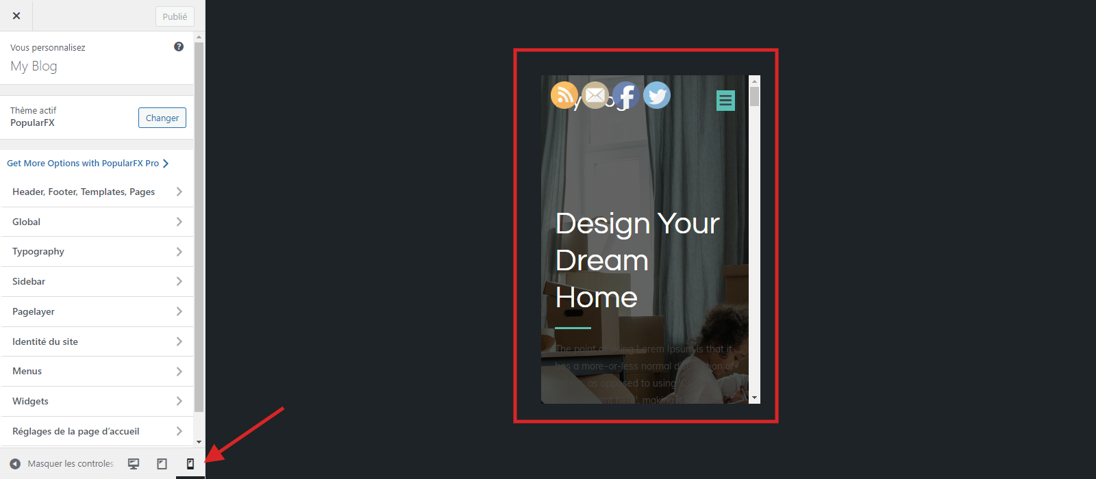 version mobile site WordPress