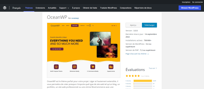 OceanWP thème rapide pour WordPress