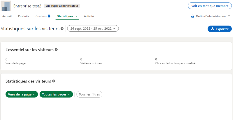 Page visiteur Linkedin Analytics