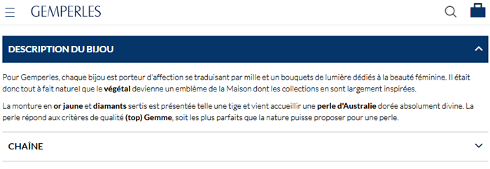 style de fiche produit avec communication efficace 