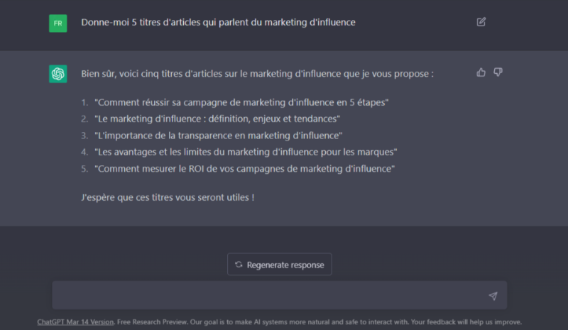 Prompt chatGPT pour trouver un titre d'article