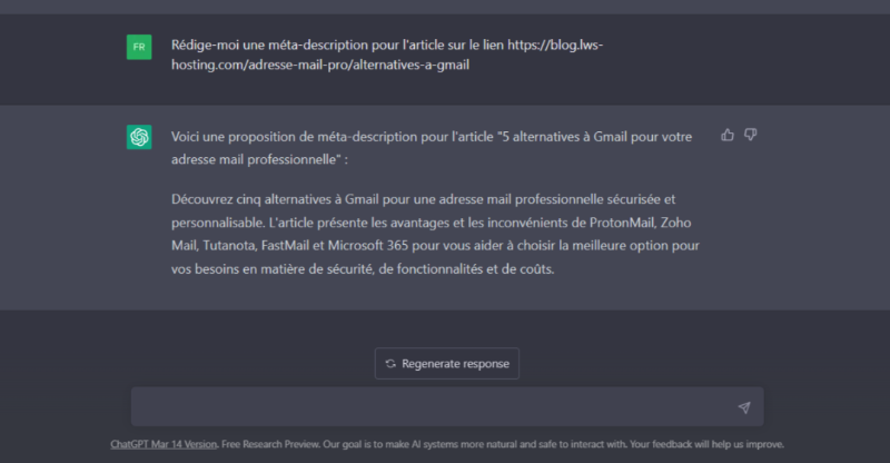 Prompt chatGPT pour rédiger une méta-description