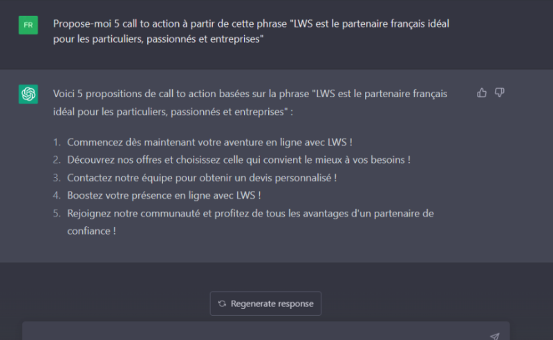 invite chatGPT pour rédiger des call to action