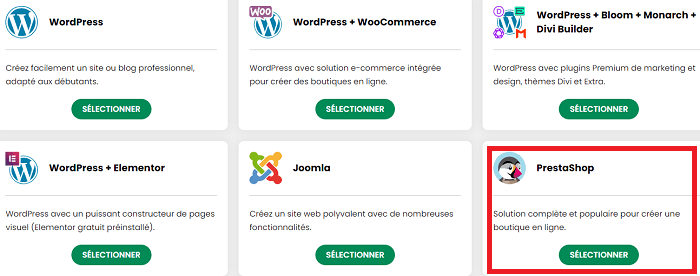 Création de site web PrestaShop
