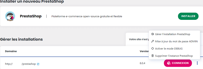 Création de site web PrestaShop