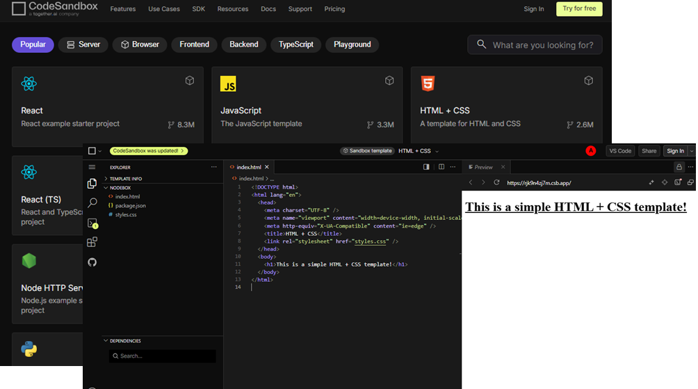 CodeSandbox éditeurs de texte en ligne gratuits CodeSandbox éditeurs de texte en ligne gratuits