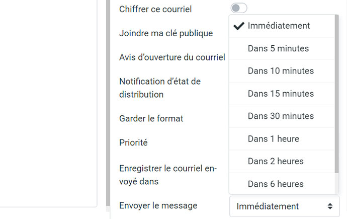 Mail envoi différé Roundcube