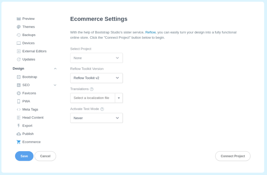 Bootstrap Studio - Intégration Reflow pour l'e-commerce