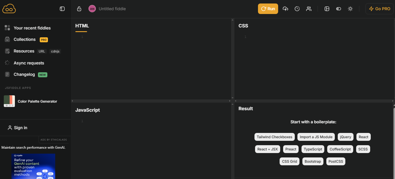 JSFiddle – un des meilleurs éditeurs HTML-CSS-JS en ligne