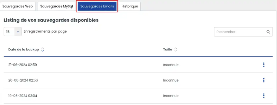 Effectuez une sauvegarde mail en quelques clics depuis l'espace de gestion de votre service chez LWS