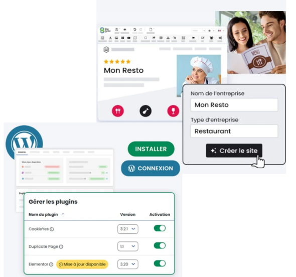 Hébergement web pour créer un site avec SiteBuilder Pro et ou WordPress
