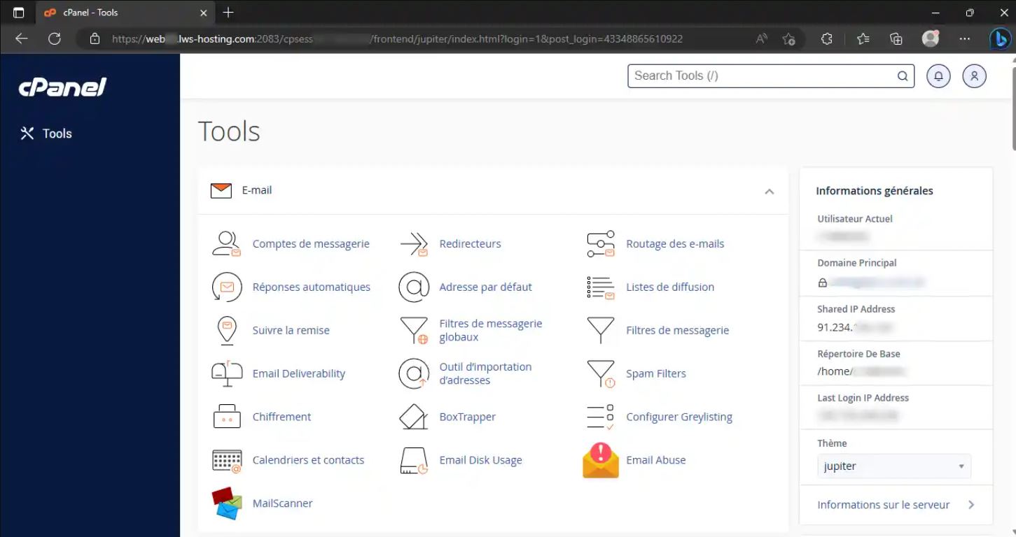 Le panneau de contrôle cPanel