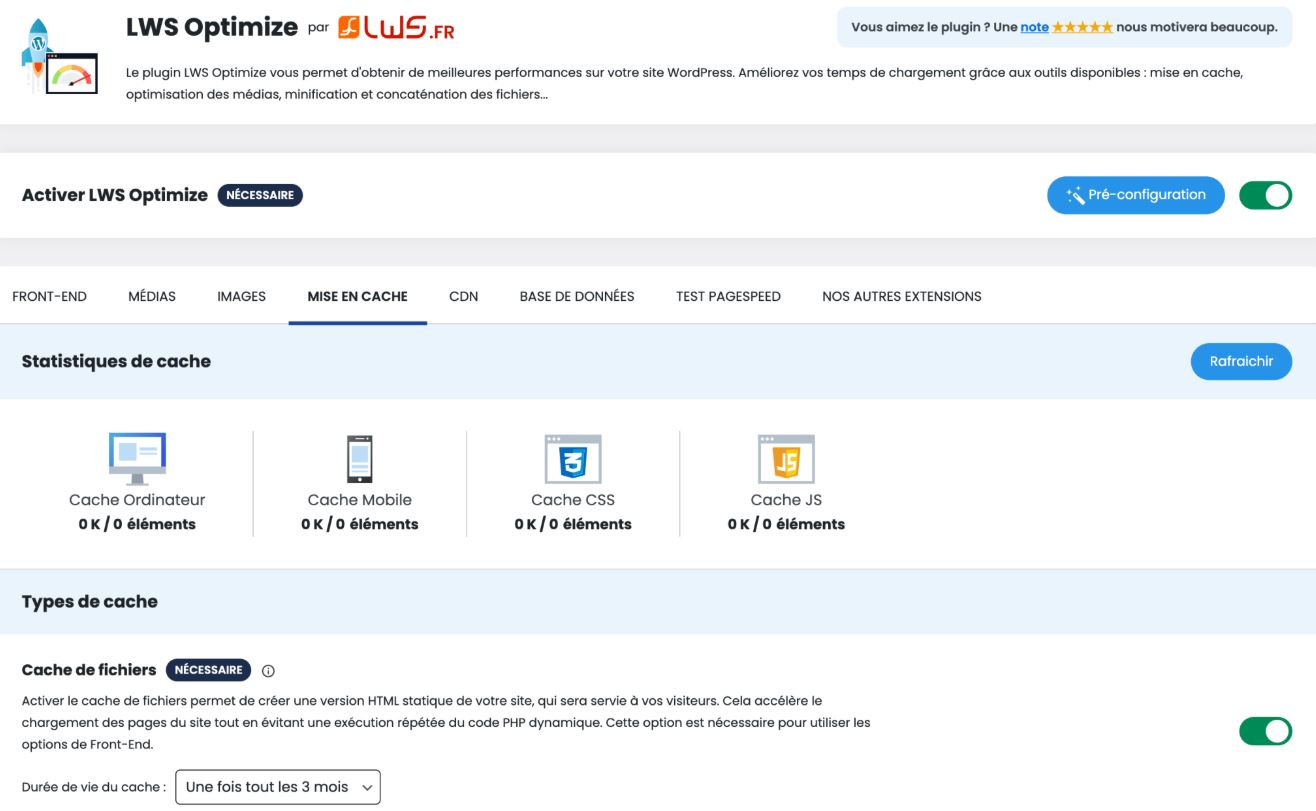 Optimiser WordPress - la mise en cache avec LWS Optimize